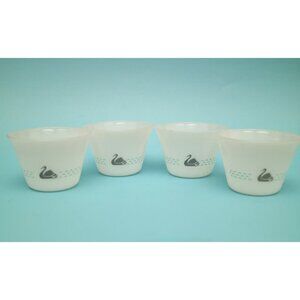 Vintage Retro Dynaware Mexico Gray Swimming Swan Custard Cups (Set of 4)